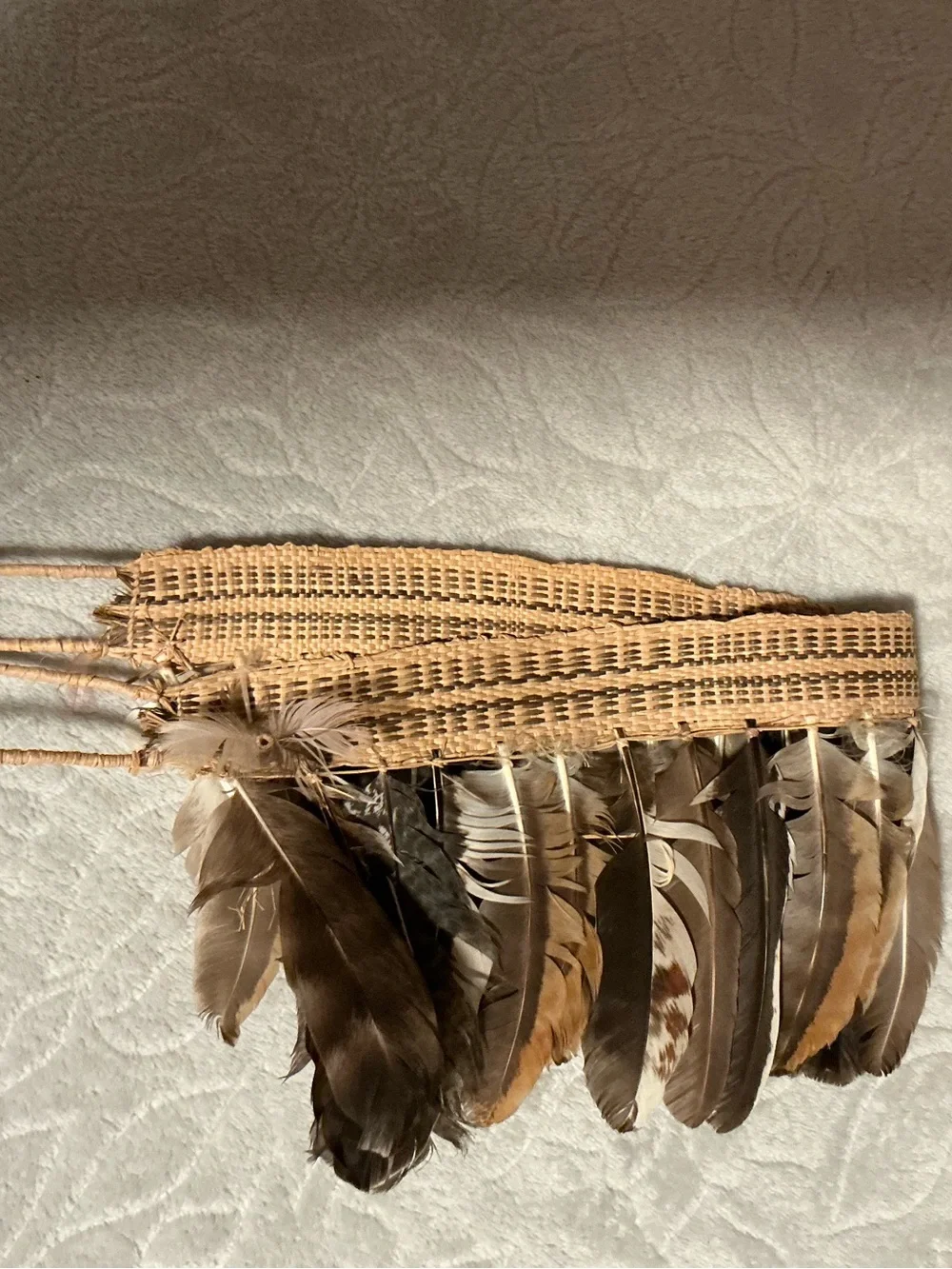 Boho Feather Fringe Headband in Neutral Brown - Unbranded